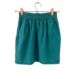 Club Monaco Silk Cotton Mini Skirt Women's Size XS Turquoise Lined Pockets